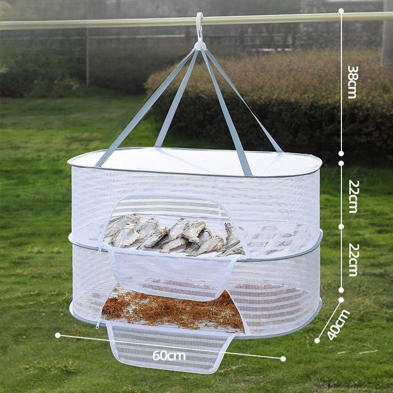Multi-Layer Hanging Drying Basket with U-Shaped Zipper Design for Food, Fish, and Clothes