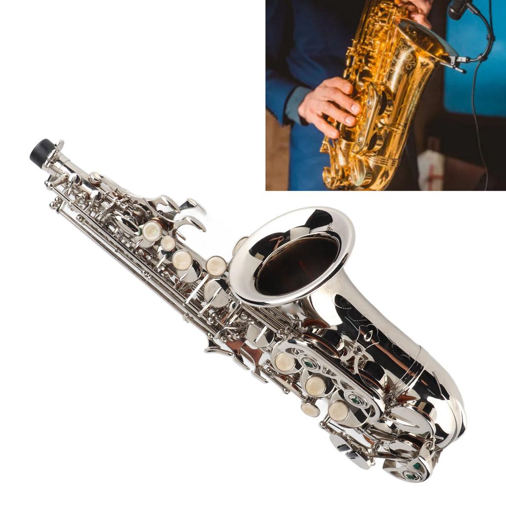 Soprano Saxophone BB Key Brass Sax Complete Set Kit with Accessories Portable Case