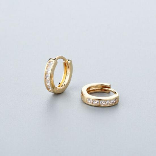 

Gold/Silver Square Small Cz Huggie Hoop Earrings Women Men Jewelry₊