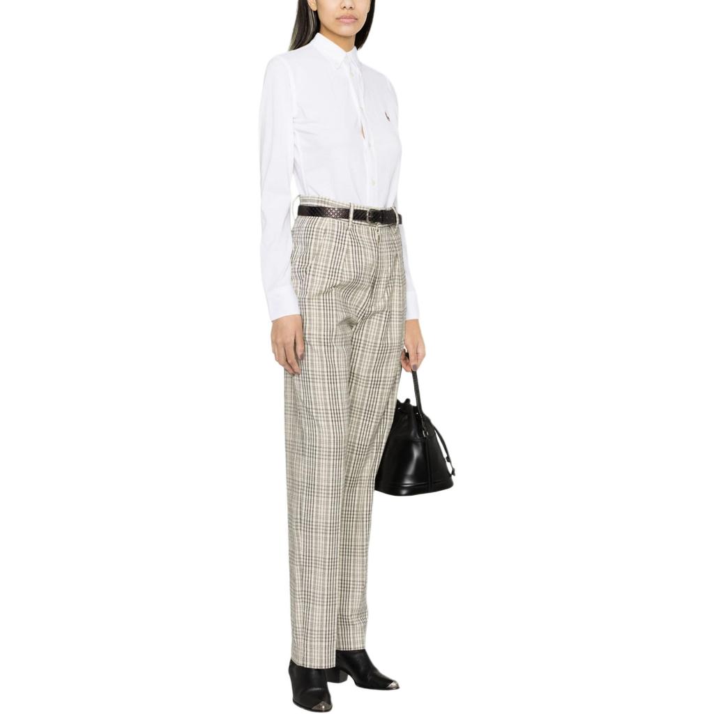 Polo Ralph Lauren Solid Button-Down Long Sleeve Shirt Women Shirts White 211664427-003