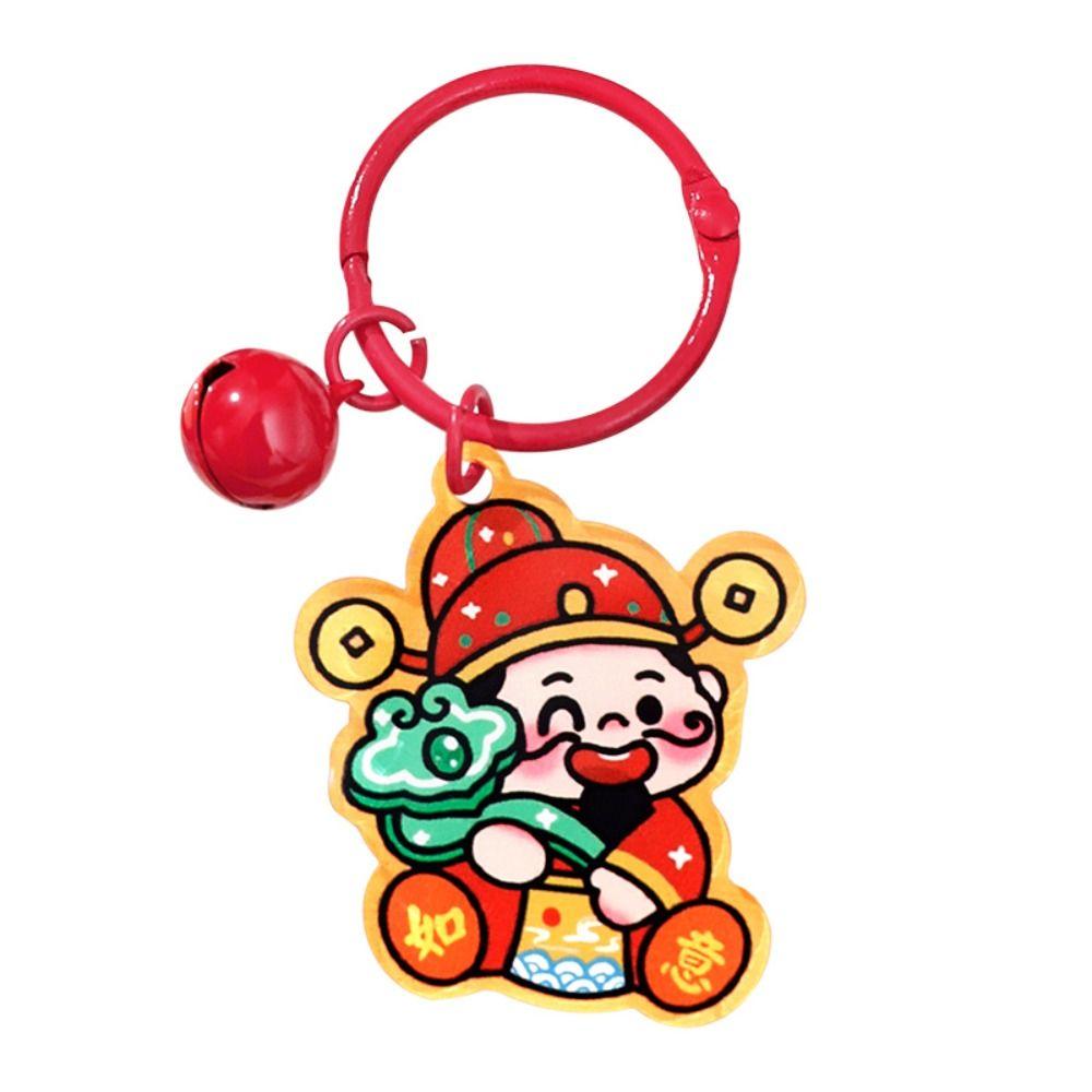 Creative The God of Wealth Keychain Lucky Chinese Style Keyring The God of Fortune Pendant  Unisex