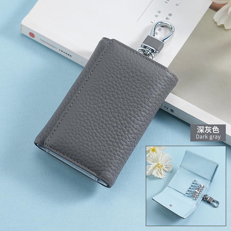 New leather key bag wallet integrated folding wallet first layer cowhide men's and women's waist buckle household key bag