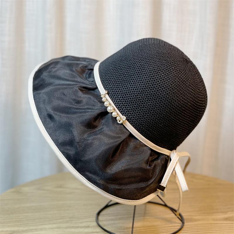 

Sun Hat Bow Womens Summer Fisherman Hat Travel Fashion Folding Hats Sun чорний