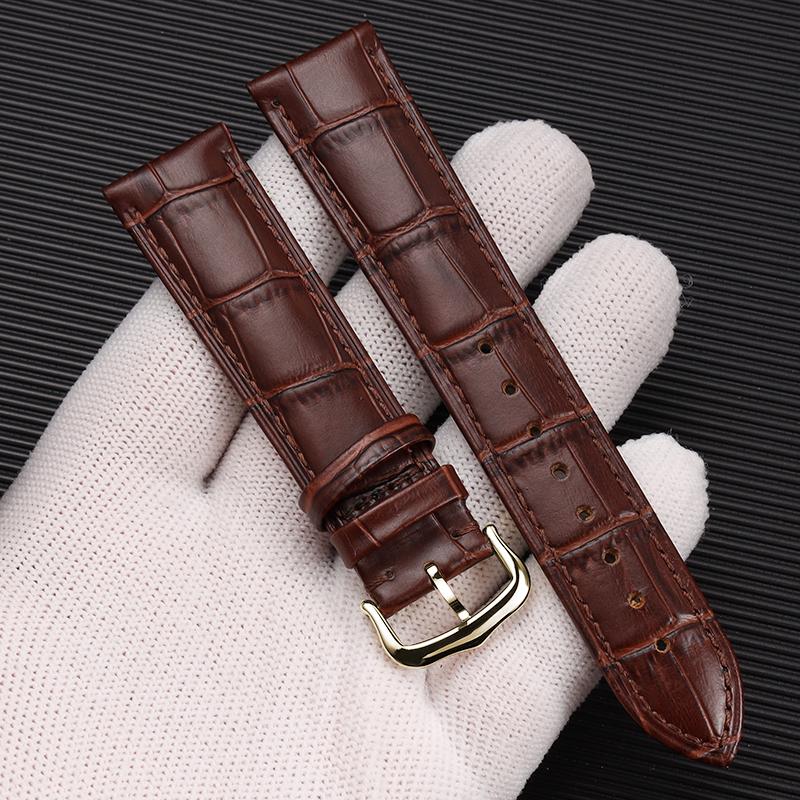 Ultrathin Genuine Leather Watch Strap Suitable for Cartier Santos Tank Solo Watchband Women Men's 12 - 22mm Green White Bracelet