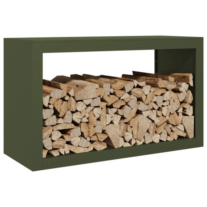 VidaXL Portant de bois de chauffage vert 100x40x60 cm acier, magasin de bûches, porte-bûches de cheminée, support de bûches, 850985