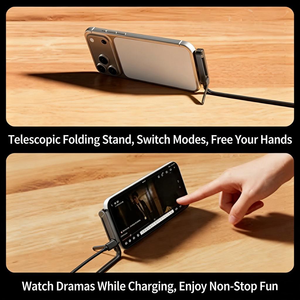 240W Fast Charging Foldable Mobile Phone Holder Data Cable Multi-Angle Adjustment Non-Stop Charging Phone Holder For iPhone 17