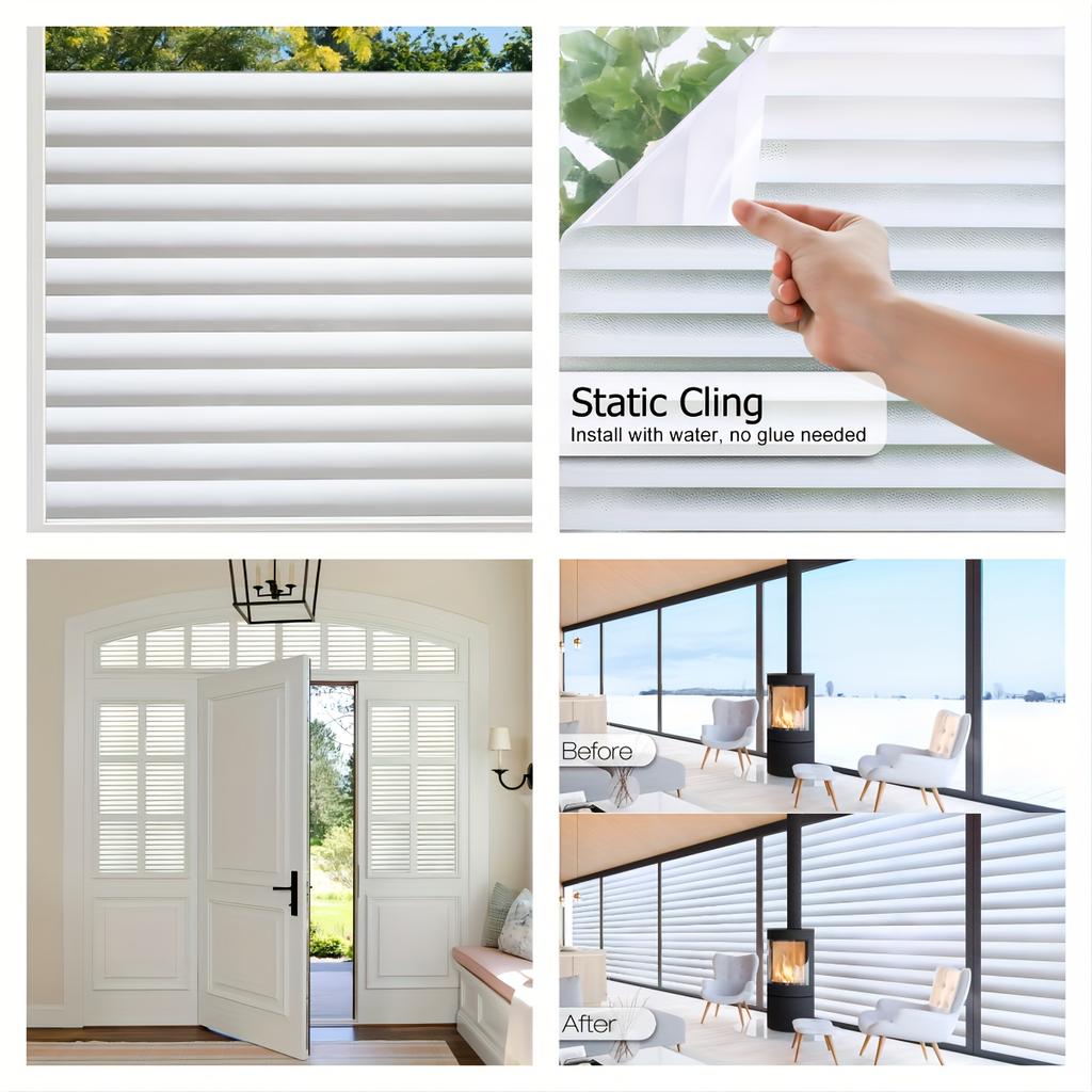 Frosted Window Privacy Film Heat Control UV Blocking Static Cling Non-Adhesive Reusable Door Coverings for Bathroom Home Office
