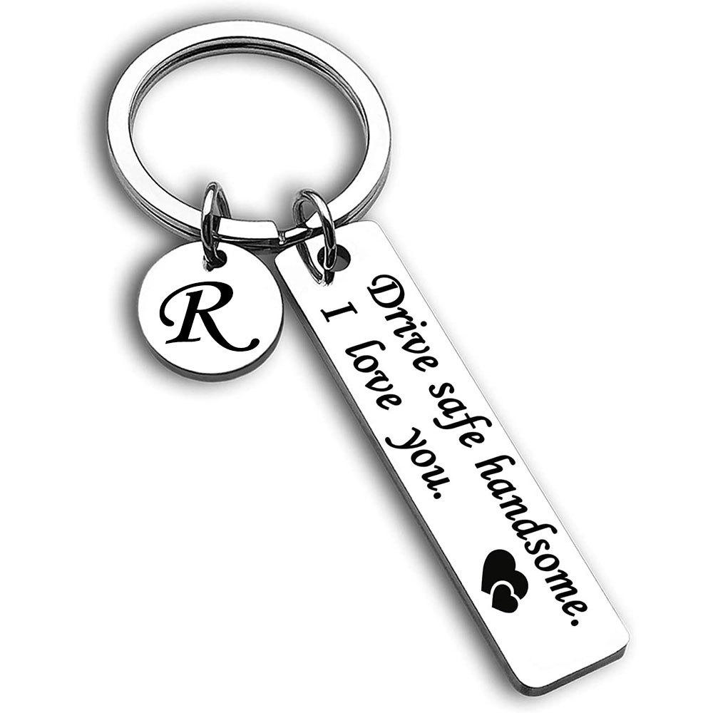 Roestvrij Stalen Drive Safe Sleutelhanger met Gegraveerde Letter Hanger