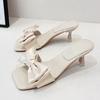 Designer Bow Women High Heels Slippers Fashion Slingback Sandals Pumps  Summer New Slides Square Toe Shoes Women Flip -Flops