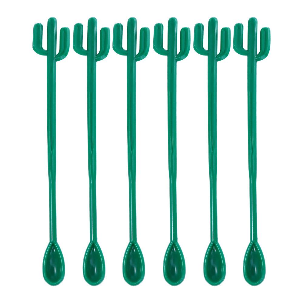 

6 шт. милый кактус пластиковый с длинной ручкой напиток ложка для размешивания кофе чай палочка для размешивания бутылки шпатель домашний бар вечеринка коктейль инструменты