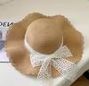 Lace Straw Sun Hat Women's Summer Seaside Vacation Wind Big Eaves Sunshade Sun Protection Beach Wavy Straw Hat Children