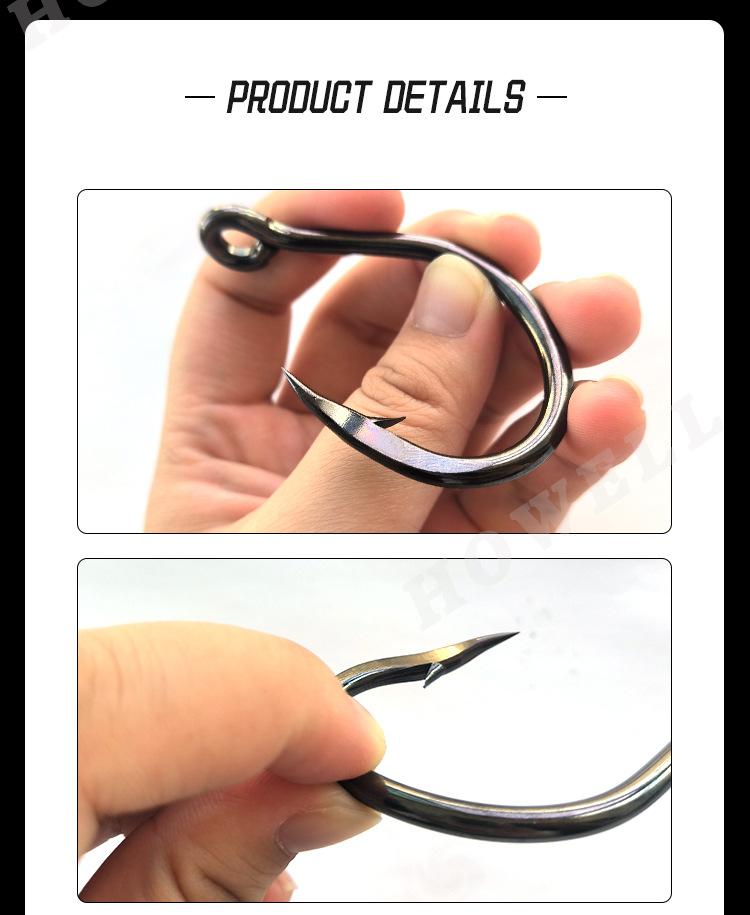 Factory Direct Extra Large Offset Barbed High Carbon Hooks Deep Sea Big Fish Hooks for Grouper Giant Bass Shore Ocean Fishing