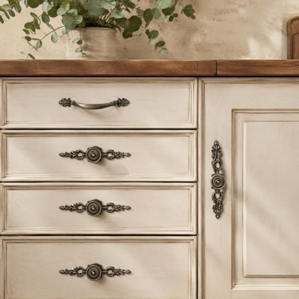 Zinc Alloy Cabinet Handles And Knobs Antique Green Furniture Handles Hardware  For Drawers