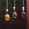 Little Dragon Girl Zodiac Dragon Phone Charm Pendant - Wooden Handicraft Keychain Gift Ornament.