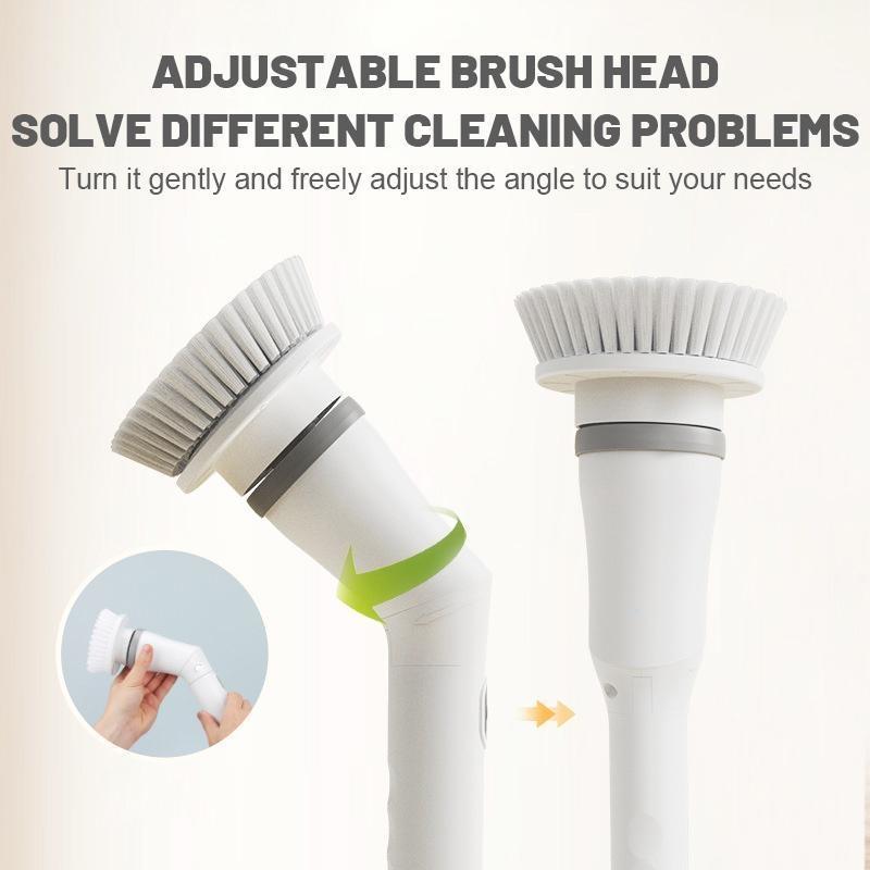 8 In 1 Household Cleaning Brush 2 Gears Cordless Spin Scrubber USB Charge Handheld Cleaning Brush for Bathroom Tub Wall Tiles Floor Kitchen