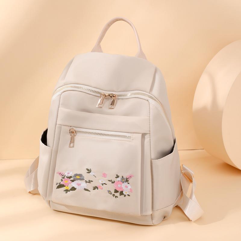 Embroidery backpack women's 2025 summer new fabric embroidery schoolbag fashion mother bag travel women's backpack