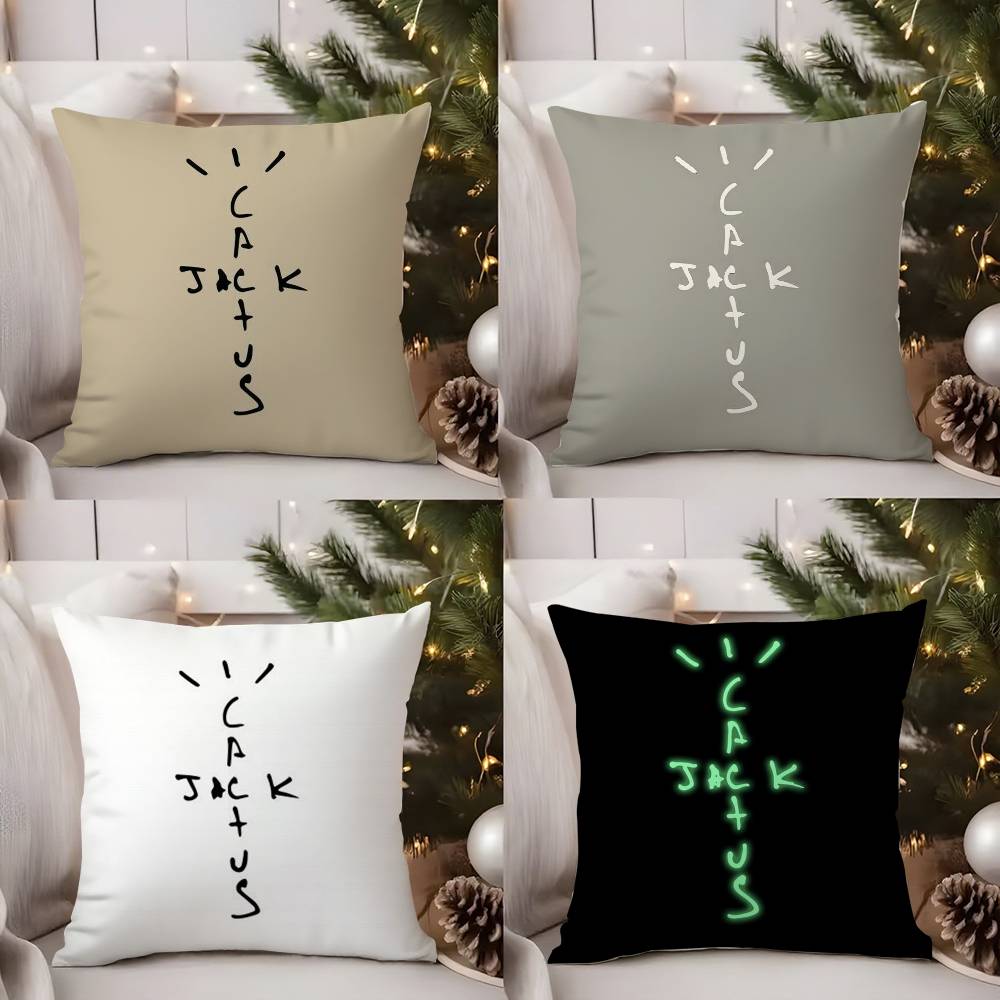 Cool C-Cactus Jack Pillow Case Home Dorm Chair Back Short Plush Double-Sided Printing Office Nap Time Cushion Cover