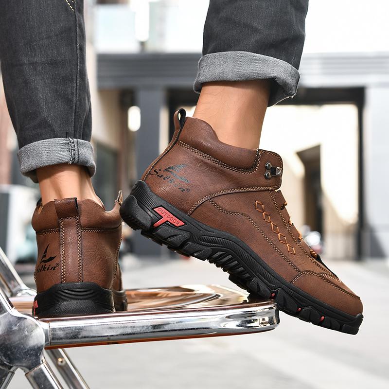TUINANLE Handmade Leather Men Boots Outdoor Design Sneakers Man Breathable Casual Shoes Men Ankle Boots Fall Plus Size