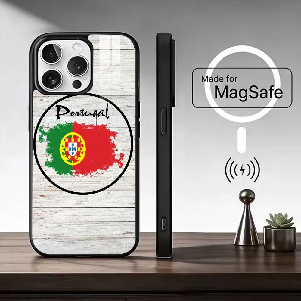 

Football Cheer P-Portugal Flag For Magsafe Phone Case for iPhone 17 16 15 14 13 12 11 Series Wireless Charging iPhone15