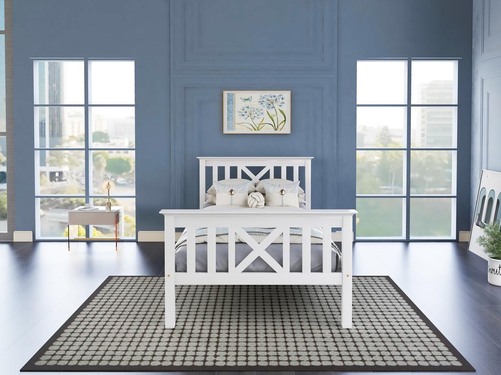 Wooden Bed Single Bed from Bed Frame with Slatted Frame Wooden Bed with Headboard - 90 x 200 cm Solid Wood Children's Bed Youth Bed Pine Solid White
