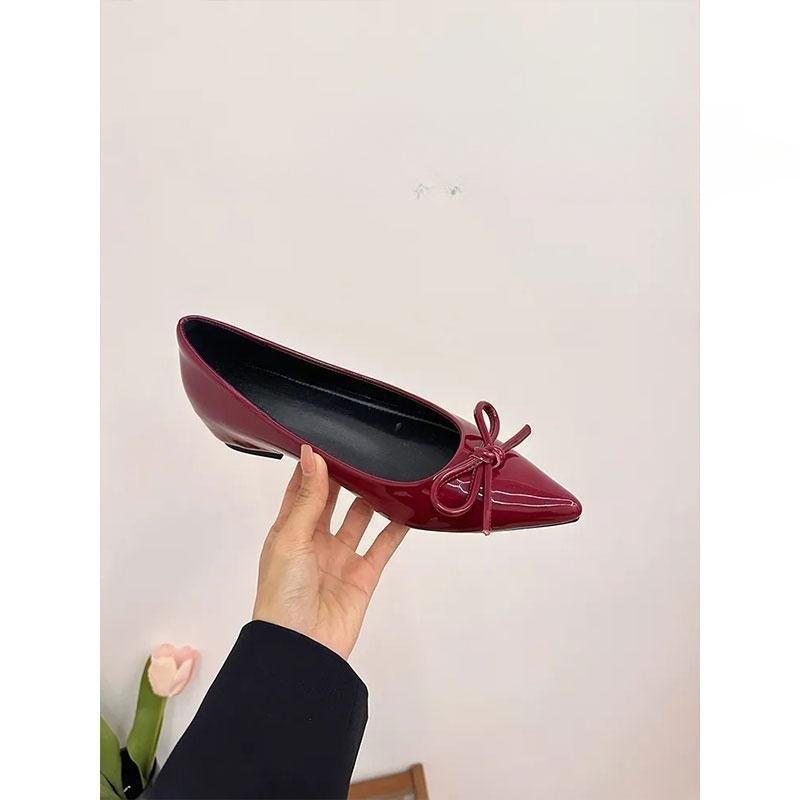 Small Inner Height Increase Mary Jane Women's Shoes Bow Temperament New with Small Skirt Pointed Head Shallow Mouth Single Shoes Women's Trend