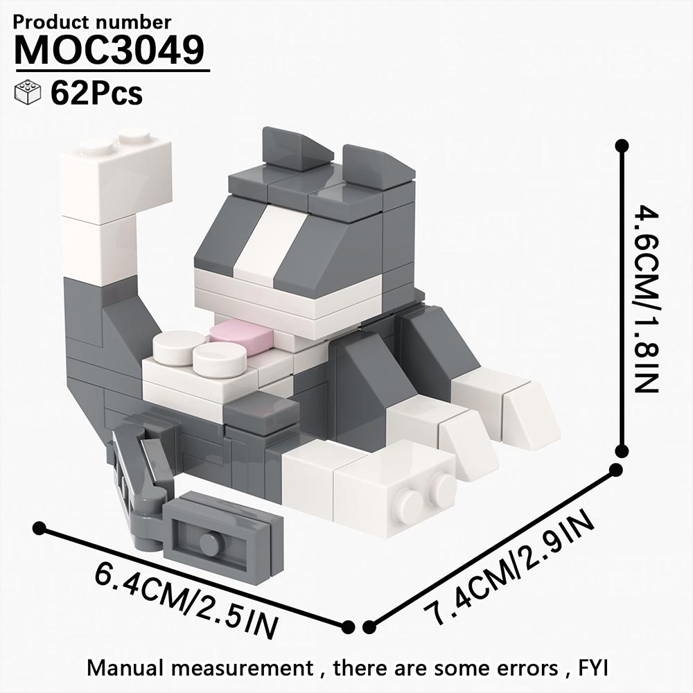 MOOXI Serie Animali 62 Pezzi MOC Mattoncini Figure Gatto Blocchi da Costruzione DIY Giocattoli Educativi per Bambini Regalo di Compleanno per Bambini MOC3042-3045