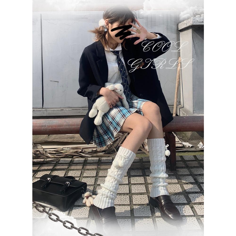 White Hairball Socks Cover Solid Color Stacking Socks Skinny Legs Jk Japanese Leg Cover Korean Version Student Versatile Lolita Autumn and Winter Thic