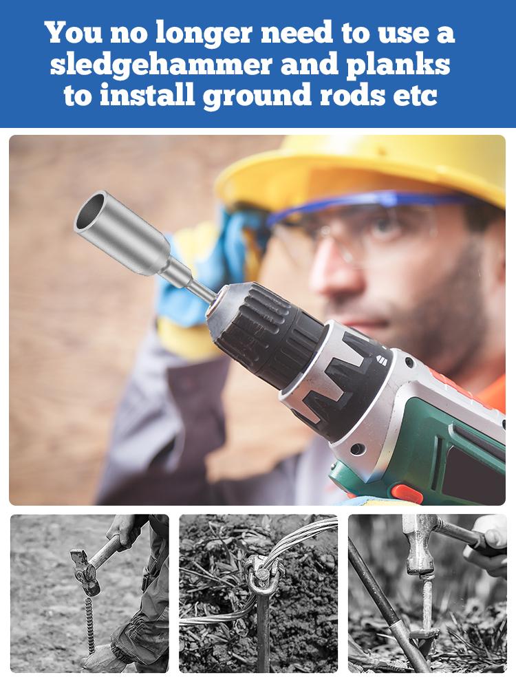 SDS Plus Ground Rod Driver 30/45/65mm Heavy Duty Grounding Rod Steel Drill Bit Driver For Electric Hammer