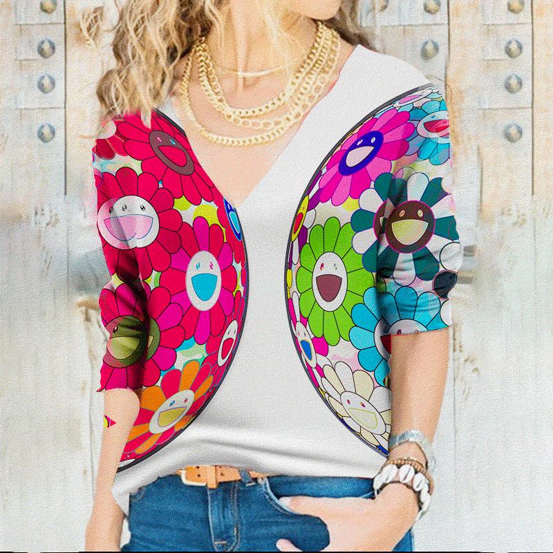 Buy Women's Tshirt New Fashion Women's Loose Printed Top Printing Long