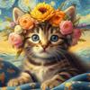 Full Embroidery Eco-cotton Thread 11CT Printed Flower Cat Cross Stitch Kit Art