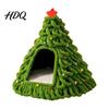 Felt Cat Bed Christmas Tree Cave Foldable Semi-Enclosed House Cozy House Warm Holiday Pet Hideaway for Indoor Cats Seasonal Home Decor Small