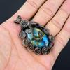 Labradorit-Edelstein, Kupferdraht, handgefertigter Anhänger, Schmuck, Geschenk für die Liebe