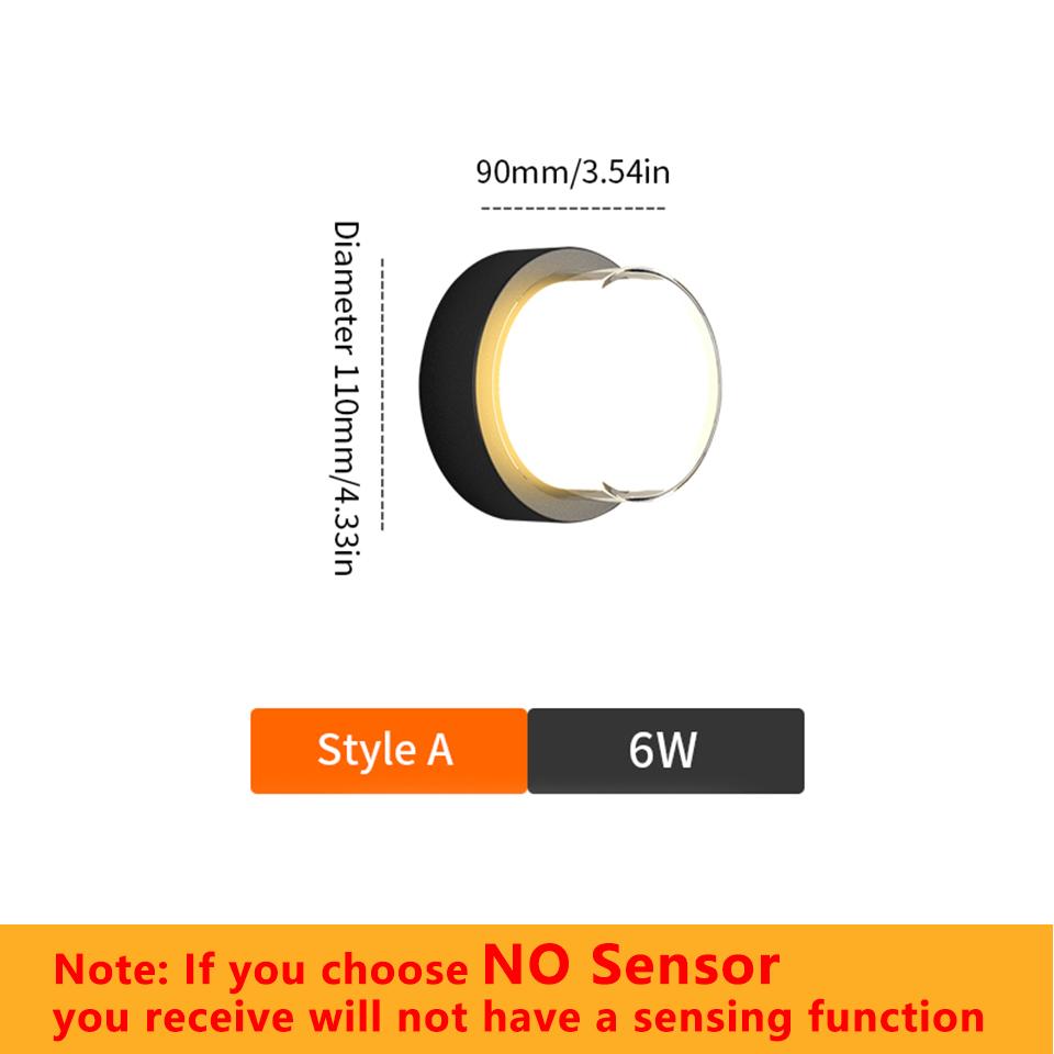 LED Wall Lamp Modern Motion Sensor Indoor/Outdoor AC85-265V 6W 12W Wall Light Waterproof IP66 For Garden Street Path Decoration