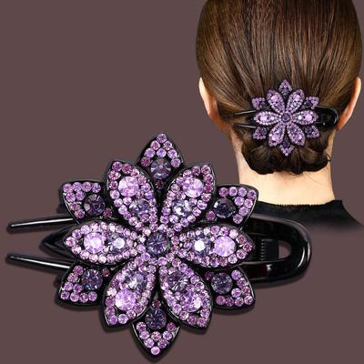 Women Luxury Crystal Hair Claw Clip Vintage Colorful Flower Hairpin Barrettes Korean Hairgrip Girls Hair Accessories Headwear