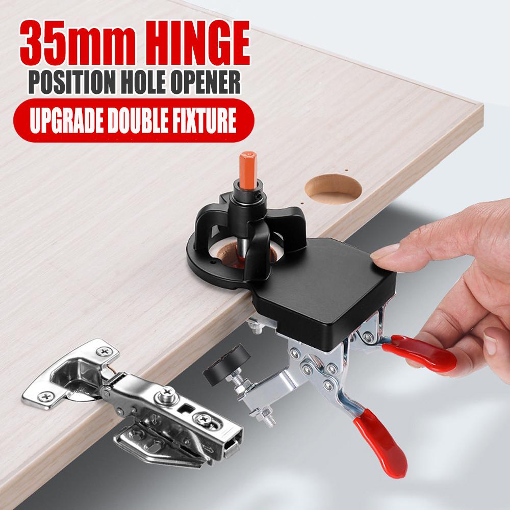 35mm Double Fixture Drilling Jig Aluminum Alloy Woodworking Tool Guide Cabinet Door Locator Hinge Position Hole Opener
