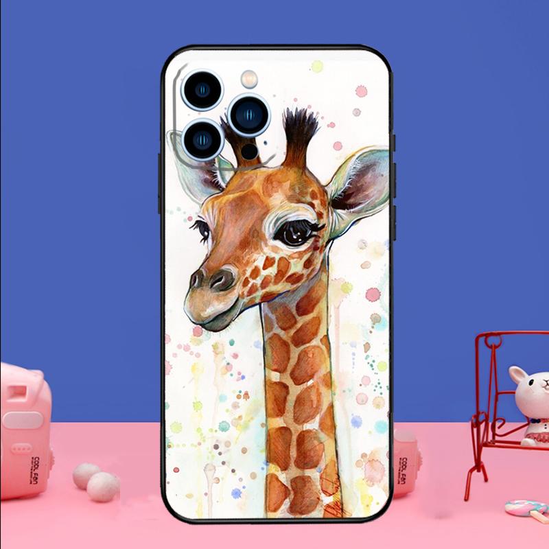 Cute Cartoon Giraffe Phone Case For iPhone 17 Air 16 15 14 11 12 13 Pro Max 13 mini 15 16 Plus 16e Bumper Cover