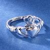 Huitan Kreatives Design Verlobungsringe für Damen Metall Silberfarbe Krone Umarmung Herzförmig Damen Fingerring Statement Schmuck