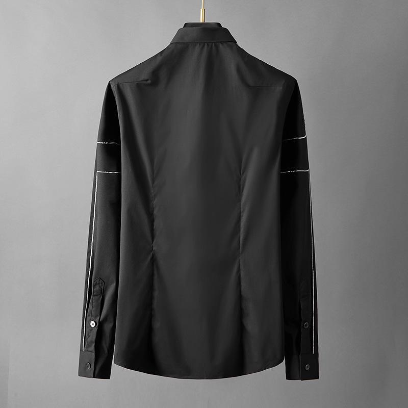 Pánská evropská lehká luxusní vyšívaná nežehlivá košile s dlouhým rukávem