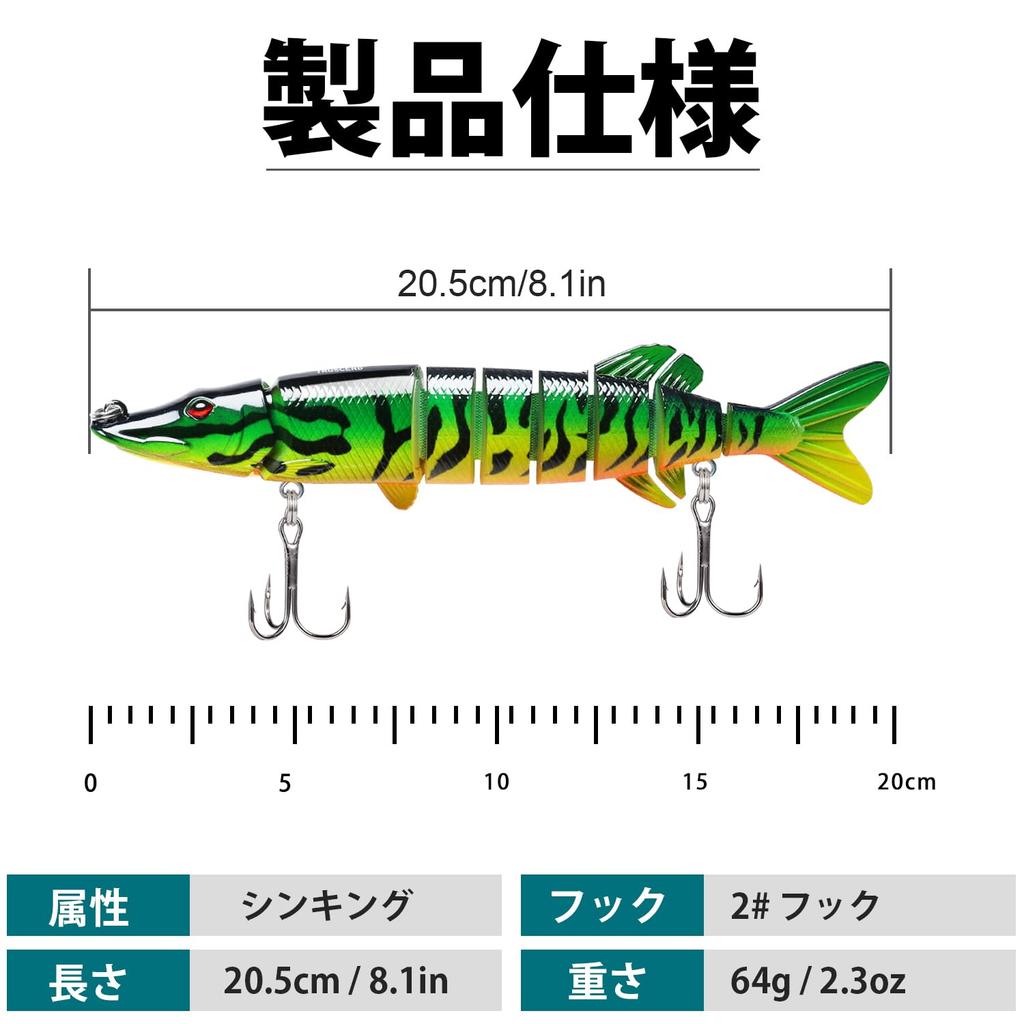 TRUSCEND [8-Joint Design] Fishing Lure, 64g, 3-Pack, Lifelike, Saltwater & Freshwater Minnow, Suitable for Seabass, Bluefish, Spanish Mackerel, and Va