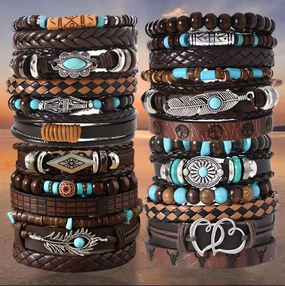 Bracciale da uomo in pelle nera a doppio strato con occhio di tigre giallo e acciaio inossidabile