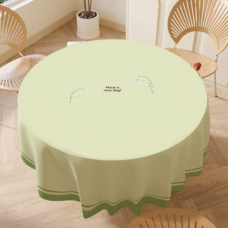Circular Large-sized Table Fabric with Printed Waterproof Desktop Protective Cover Thickened Dustproof Heat-proof Tablecloths for Home Decoration 1pc