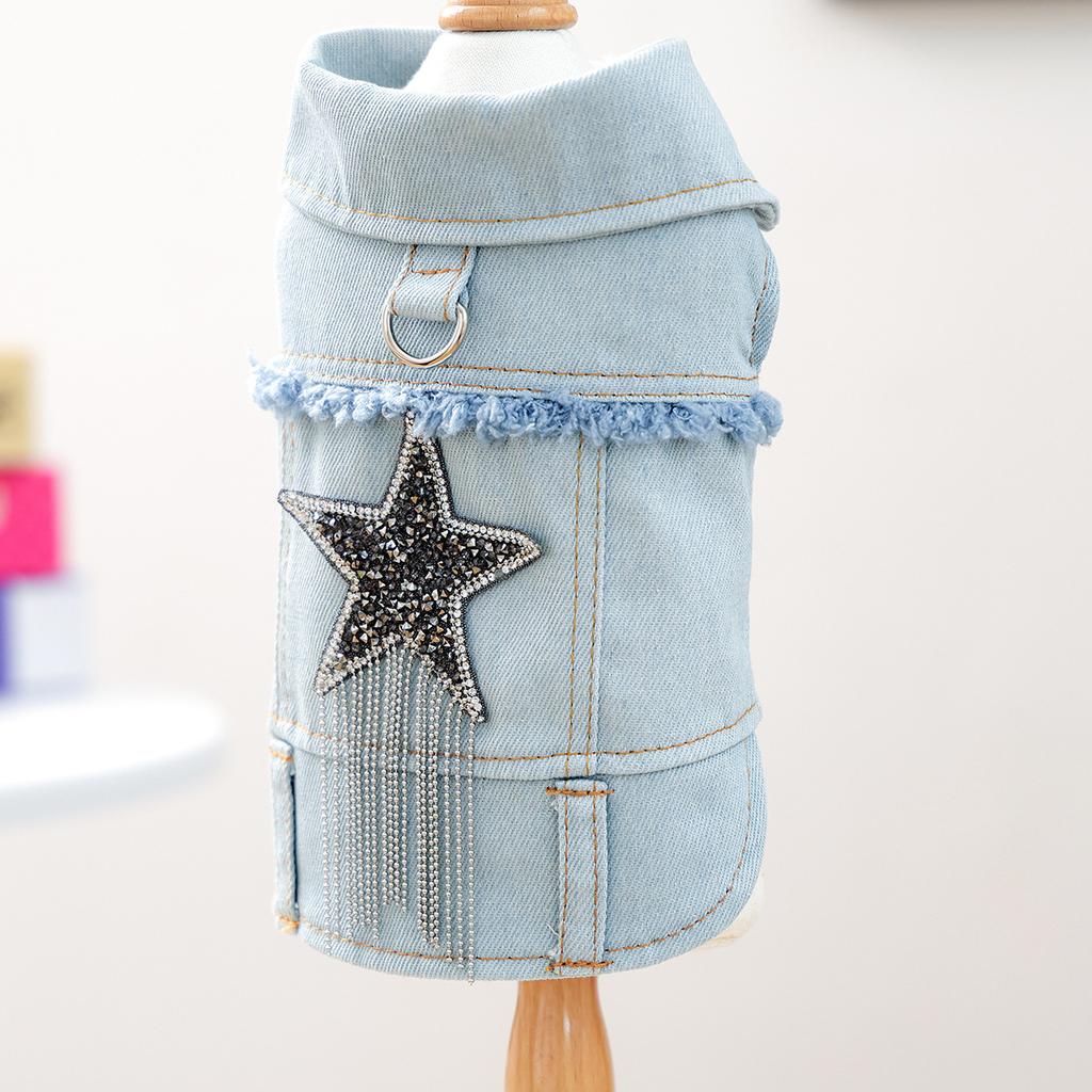 Cowboy Denim Clothing For Pet Girl Boy Fashion New Harness Vest Outfit Coat Jacket For Dog Puppy Small Animal Dachshund Pugs Cat