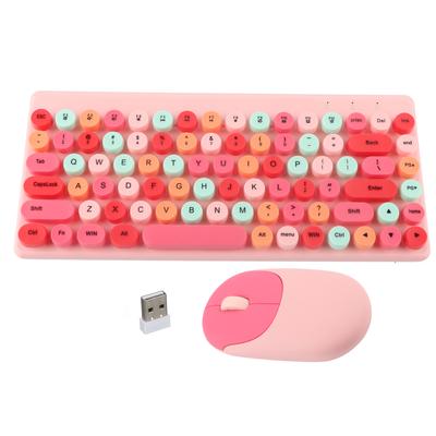 Keyboard Mouse Combo Wireless 86 Keys Cute Colorful Appearance Multimedia Buttons Light Quiet 2.4G