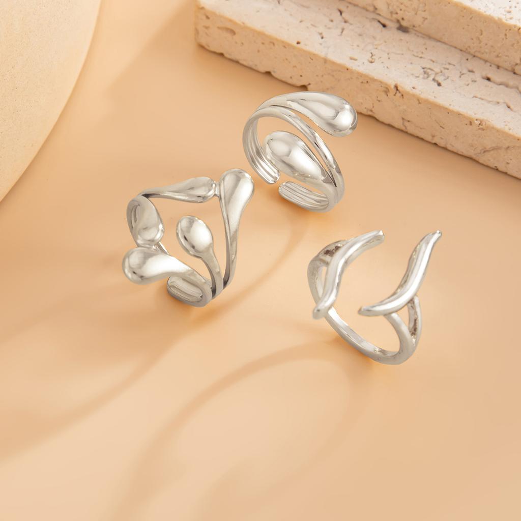 2025 New Vintage Punk Metal Rings Set for Women Aesthetics Jewelry Gift Gold Silver Color Irregular Geometric Knuckle Joint Ring Opening Jewelry
