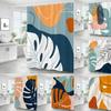 Nordic Style Shower Curtain Plant Leaves Bath Curtain Print Polyester Fabric Waterproof Bathroom Curtains with Hooks Bath Screen