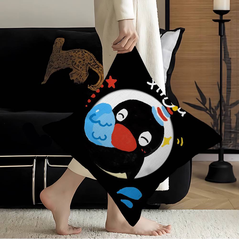 Funny P-Pingus Cute Cartoon Cushion Cover Decorative Pillow Sofa Home Decor Case Pillow Cases Peach skin 18*18(CM)-1Pcs