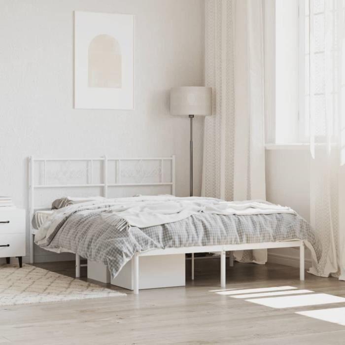 VidaXL Metal Bed Frame with White Headboard 120x190 Cm 355313