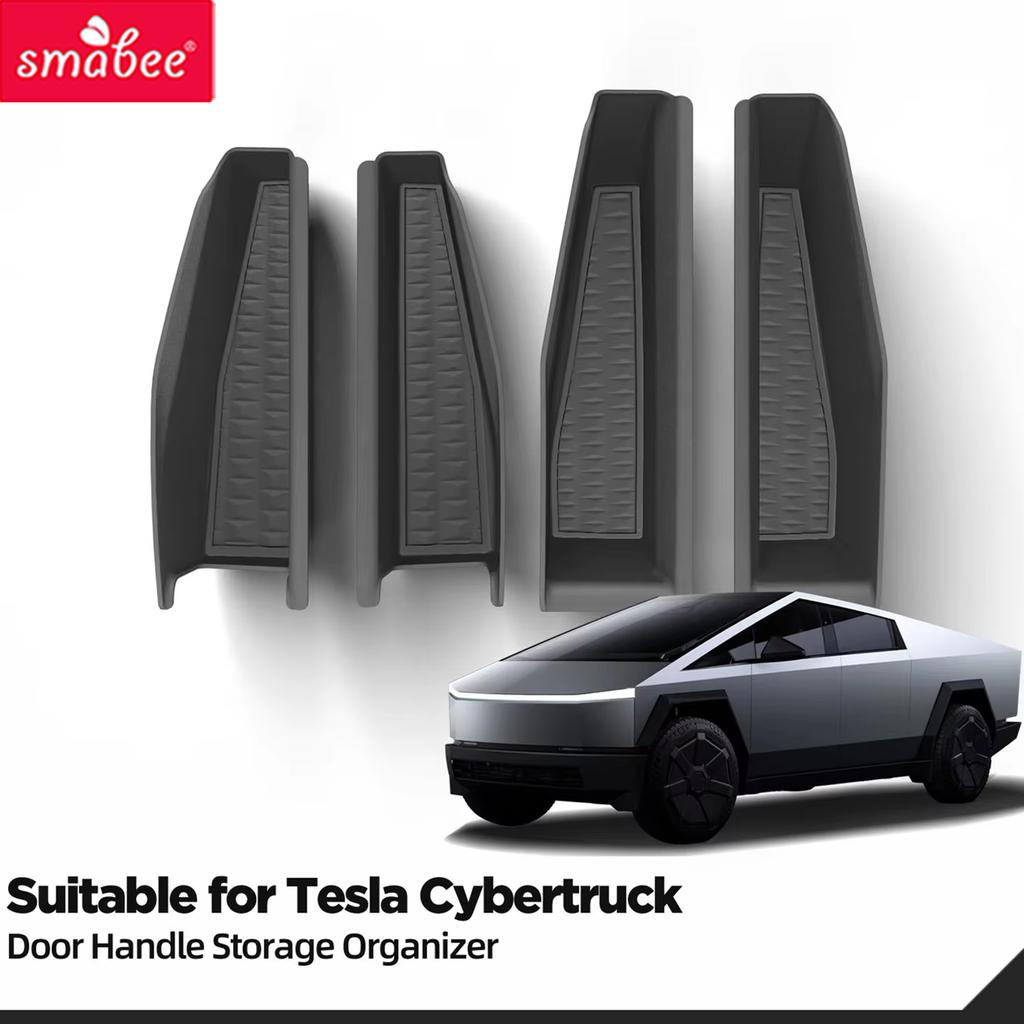 Smabee for Tesla Cybertruck 2024 2025 (Not 2026) Car Door Handle Storage Box Front Rear Door Tray Organizer ABS Car Accessories