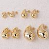 Vintage Gold Plated Chunky Dome Drop Earrings for Women Glossy Stainless Steel Thick Teardrop Earrings Dupes Lightweight Hoops