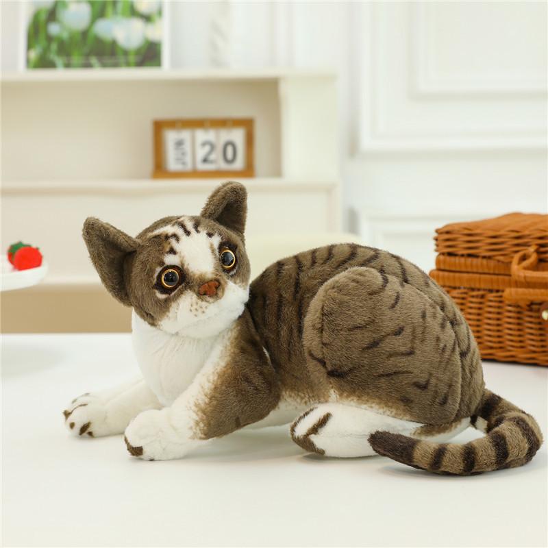Realistic Plush Cat Toy Lifelike Short Hair Kitten Stuffed Animal Doll Wholesale